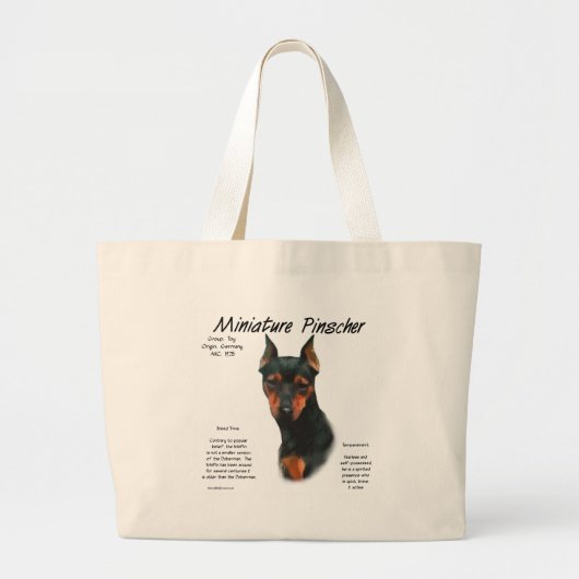 Miniature Pinscher (blk/rust) Historie Design Jumbo Stoffbeutel (Vorne)