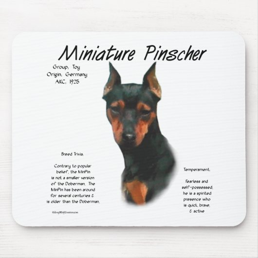 Miniature Pinscher (blk/rust) Historie Design Mousepad (Vorne)