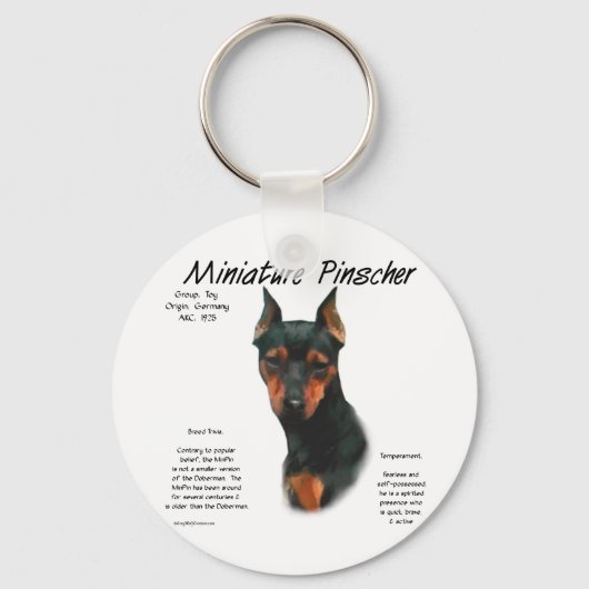 Miniature Pinscher (blk/rust) Historie Design Schlüsselanhänger (Vorderseite)