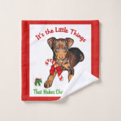 Miniature Pinscher Christmas Badhandtuch Set (Waschlappen)