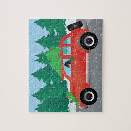 Miniature Pinscher Christmas Car Puzzle (Vertikal)