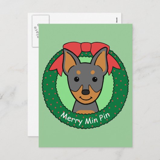 Miniature Pinscher Christmas Feiertagspostkarte (Vorne/Hinten)