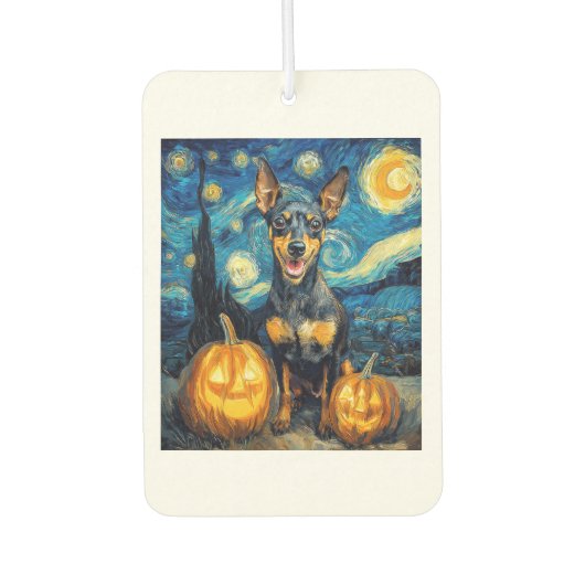 Miniature Pinscher Cute Dog Halloween Jack O Lante Autolufterfrischer (Vorderseite)