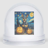 Miniature Pinscher Cute Dog Halloween Jack O Lante Schneekugeln (Vorderseite)