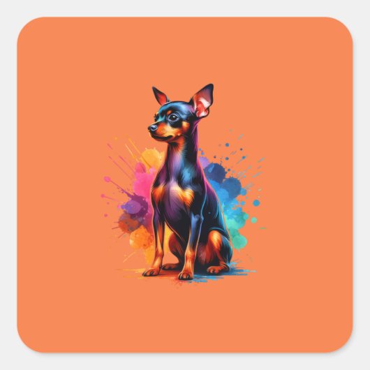Miniature Pinscher Dog Quadratischer Aufkleber (Vorderseite)