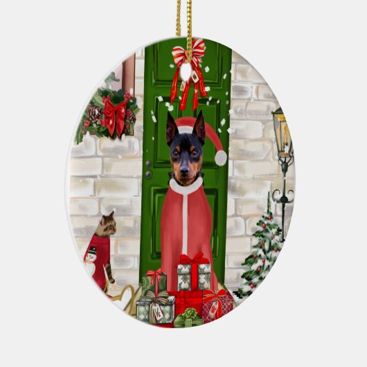 Miniature Pinscher Dog Weihnachten Keramik Ornament (Rechts)