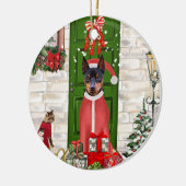 Miniature Pinscher Dog Weihnachten Keramik Ornament (Links)
