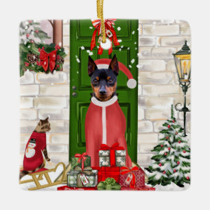 Miniature Pinscher Dog Weihnachten Keramikornament