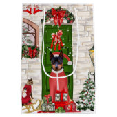 Miniature Pinscher Dog Weihnachten Mittlere Geschenktüte (Rückseite)