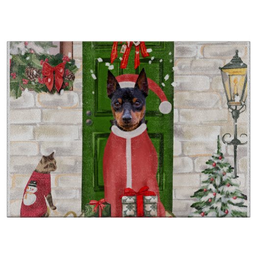 Miniature Pinscher Dog Weihnachten Schneidebrett (Vorderseite)