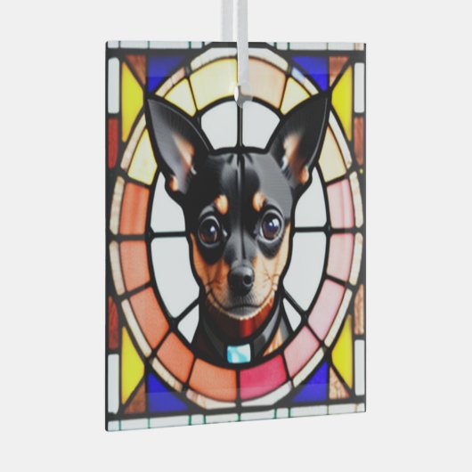 Miniature Pinscher "Festes Glas" Ornament Aus Glas (Vorderseite Rechts)