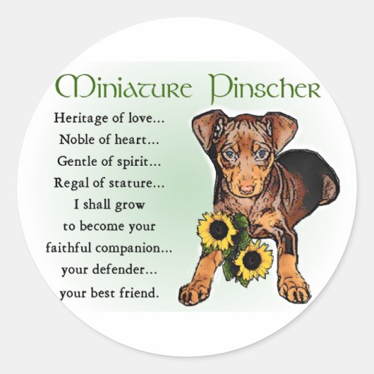 Miniature Pinscher Gifts Runder Aufkleber (Vorderseite)