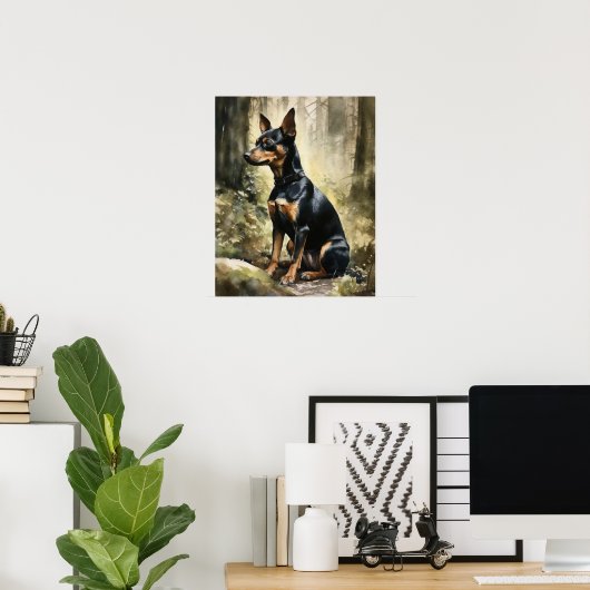 Miniature Pinscher Hund Art Print Poster (Heimbüro)