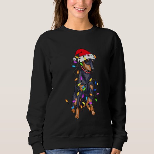 Miniature Pinscher Hund Light Decke Weihnachtshund Sweatshirt (Vorderseite)