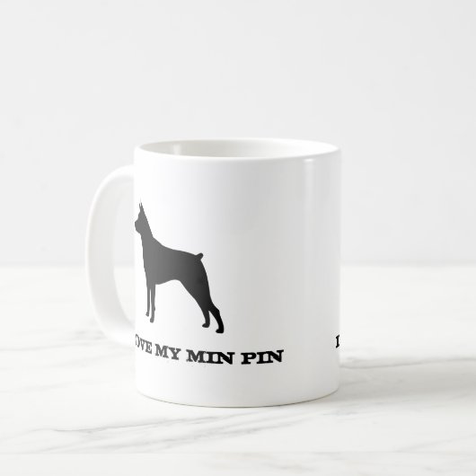 Miniature Pinscher Hund Silhouette MinPin Custom Kaffeetasse (Vorderseite Links)