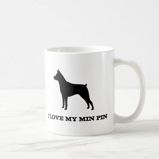 Miniature Pinscher Hund Silhouette MinPin Custom Kaffeetasse (Rechts)