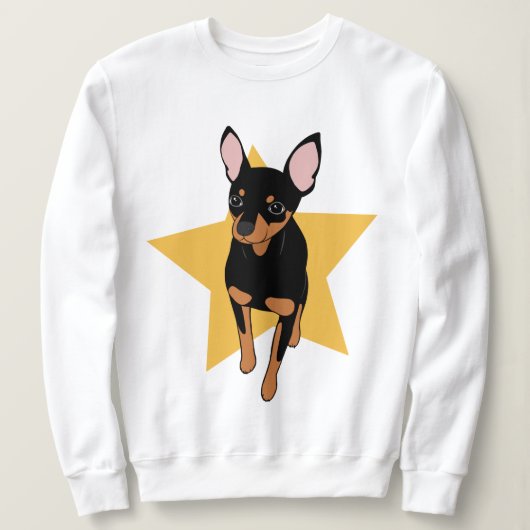 Miniature Pinscher Min Button Super Star Sweatshir Sweatshirt (Design vorne)