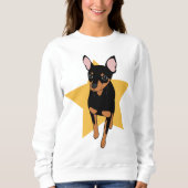 Miniature Pinscher Min Button Super Star Sweatshir Sweatshirt (Vorderseite)