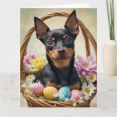 Miniature Pinscher Ostereier Karte (Vorderseite)