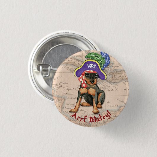 Miniature Pinscher Pirate Button (Vorne & Hinten)