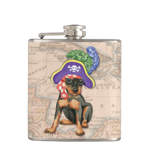 Miniature Pinscher Pirate Flachmann