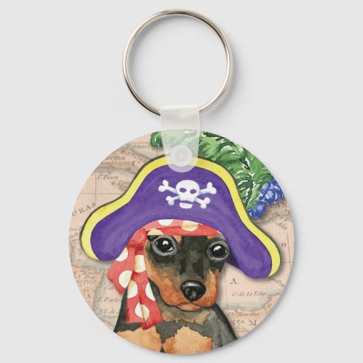 Miniature Pinscher Pirate Schlüsselanhänger (Vorderseite)