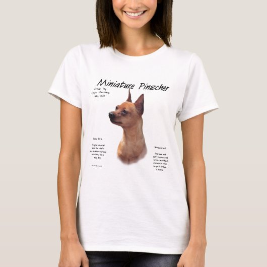 Miniature Pinscher (rot) Historie Design T-Shirt (Vorderseite)