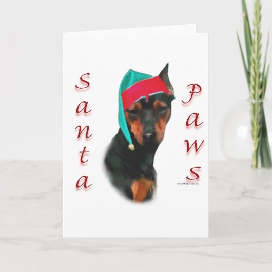 Miniature Pinscher Santa Paws Feiertagskarte (Vorderseite)