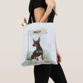 Miniature Pinscher Watercolor Personalized Dog Tasche (Von Nahem)
