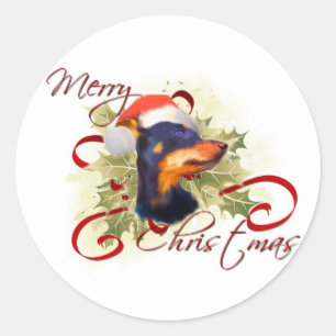 Miniature Pinscher Weihnachtskleber Runder Aufkleber