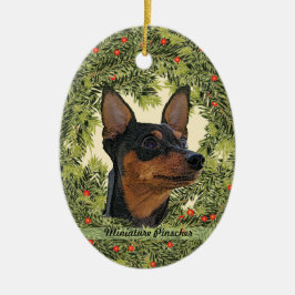 Miniature Pinscher Wreath Keramikornament
