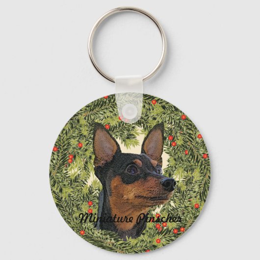 Miniature Pinscher Wreath Schlüsselanhänger (Vorderseite)
