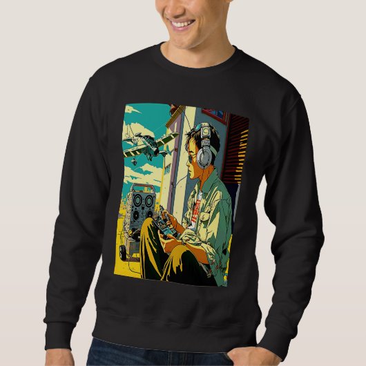 Miniature Plane Cool Retro Radio Controlled Plane Sweatshirt (Vorderseite)