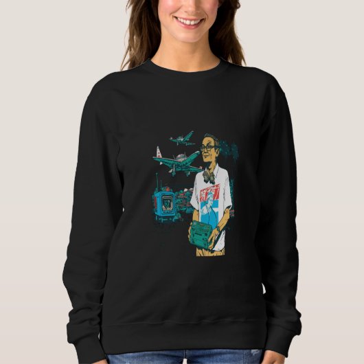 Miniature Plane Cool Retro Radio Controlled Planes Sweatshirt (Vorderseite)