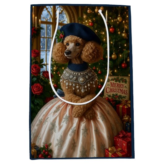 Miniature Poodle Holiday  Mittlere Geschenktüte (Vorderseite)