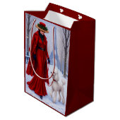 Miniature Poodle Holiday  Mittlere Geschenktüte (Rückseite Schrägansicht)