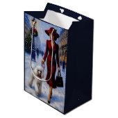 Miniature Poodle Holiday  Mittlere Geschenktüte (Vorderseite Schrägansicht)