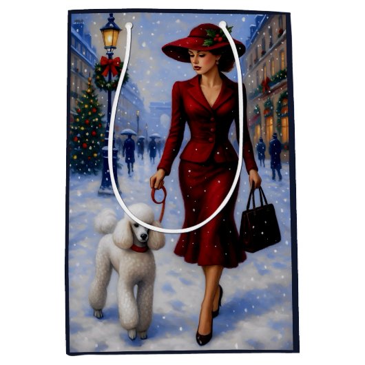 Miniature Poodle Holiday  Mittlere Geschenktüte (Vorderseite)