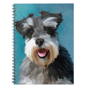 Miniature Schnauzer Aquarell-Kunstmalerei Notizblock