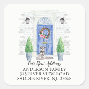 Miniature Schnauzer Blue Dose Neues Adressetikett Quadratischer Aufkleber