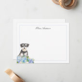 Miniature Schnauzer Blue Hydrangea Personalisiert Mitteilungskarte (Vorderseite/Rückseite Beispiel)