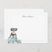 Miniature Schnauzer Blue Hydrangea Personalisiert Mitteilungskarte (Vorne/Hinten)