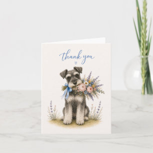 Miniature Schnauzer Blumenstrauß Danke