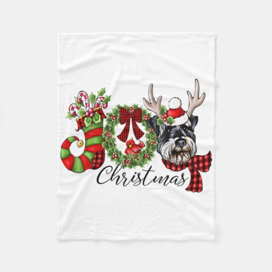 Miniature Schnauzer Christmas Lights Santa Xmas Do Fleecedecke (Vorderseite)