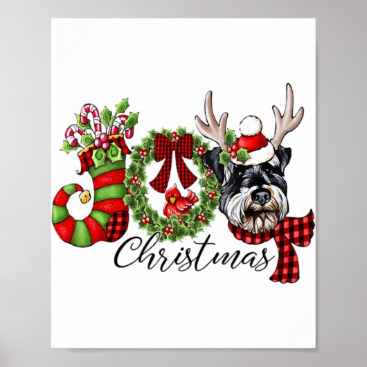 Miniature Schnauzer Christmas Lights Santa Xmas Do Poster (Vorne)