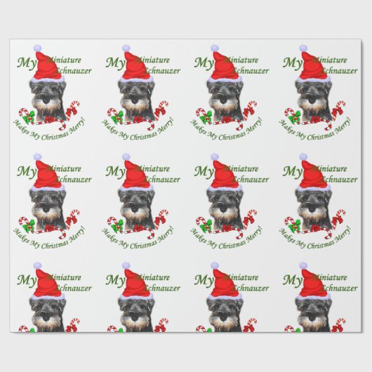 Miniature Schnauzer Christmas Merry Geschenkpapier (Flach)