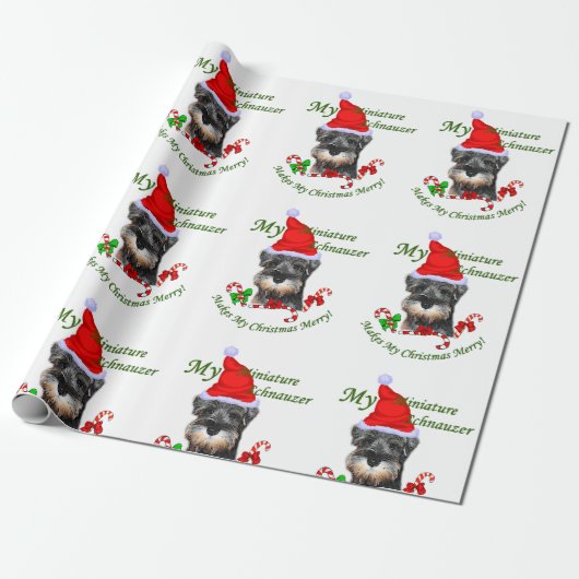 Miniature Schnauzer Christmas Merry Geschenkpapier (Ungerollt)