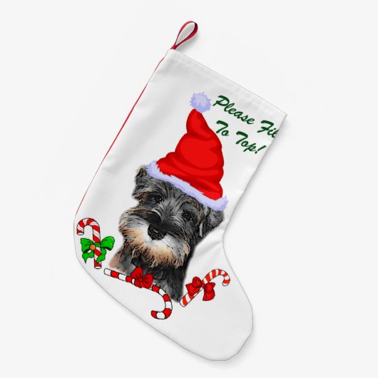 Miniature Schnauzer Christmas Merry Kleiner Weihnachtsstrumpf (Vorderansicht (hängend))