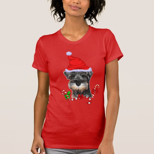 Miniature Schnauzer Christmas Merry T-Shirt (Vorderseite)
