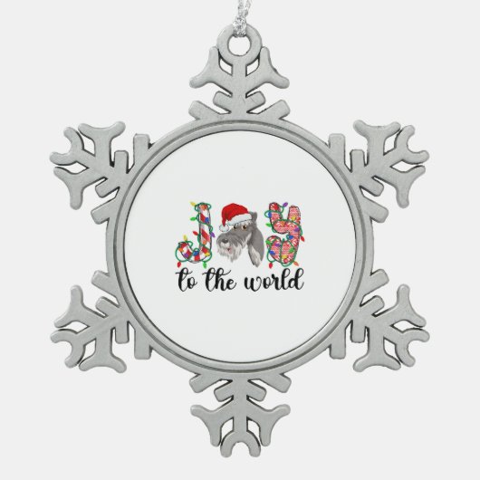 Miniature Schnauzer Christmas Mini Schnauzer Xmas Schneeflocken Zinn-Ornament (Vorderseite)